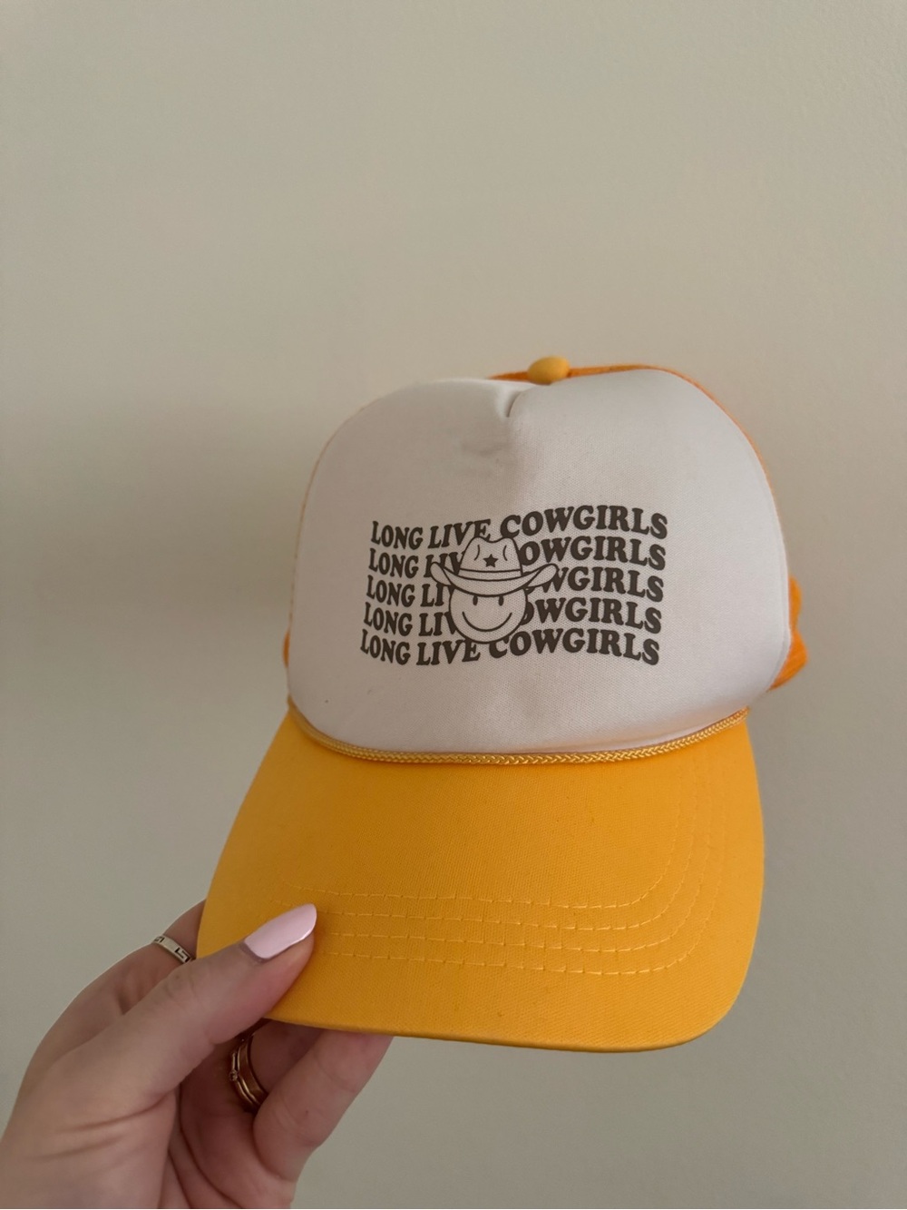 Target Yellow and White 'Long Live Cowgirls' Trucker Hat